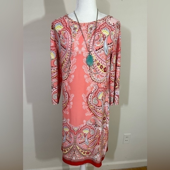 London Times dress sz 10 beautiful print that reminds me of a silky scarf - Picture 7 of 13